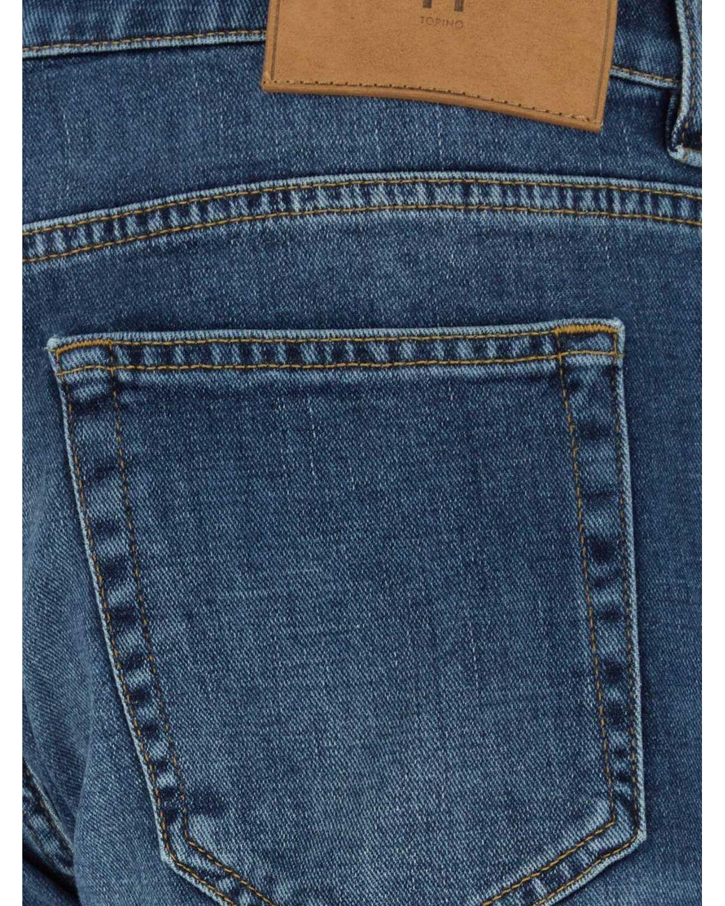 PT Torino Blue Five-Pocket Cotton Skinny Jeans With Button Fastening for men