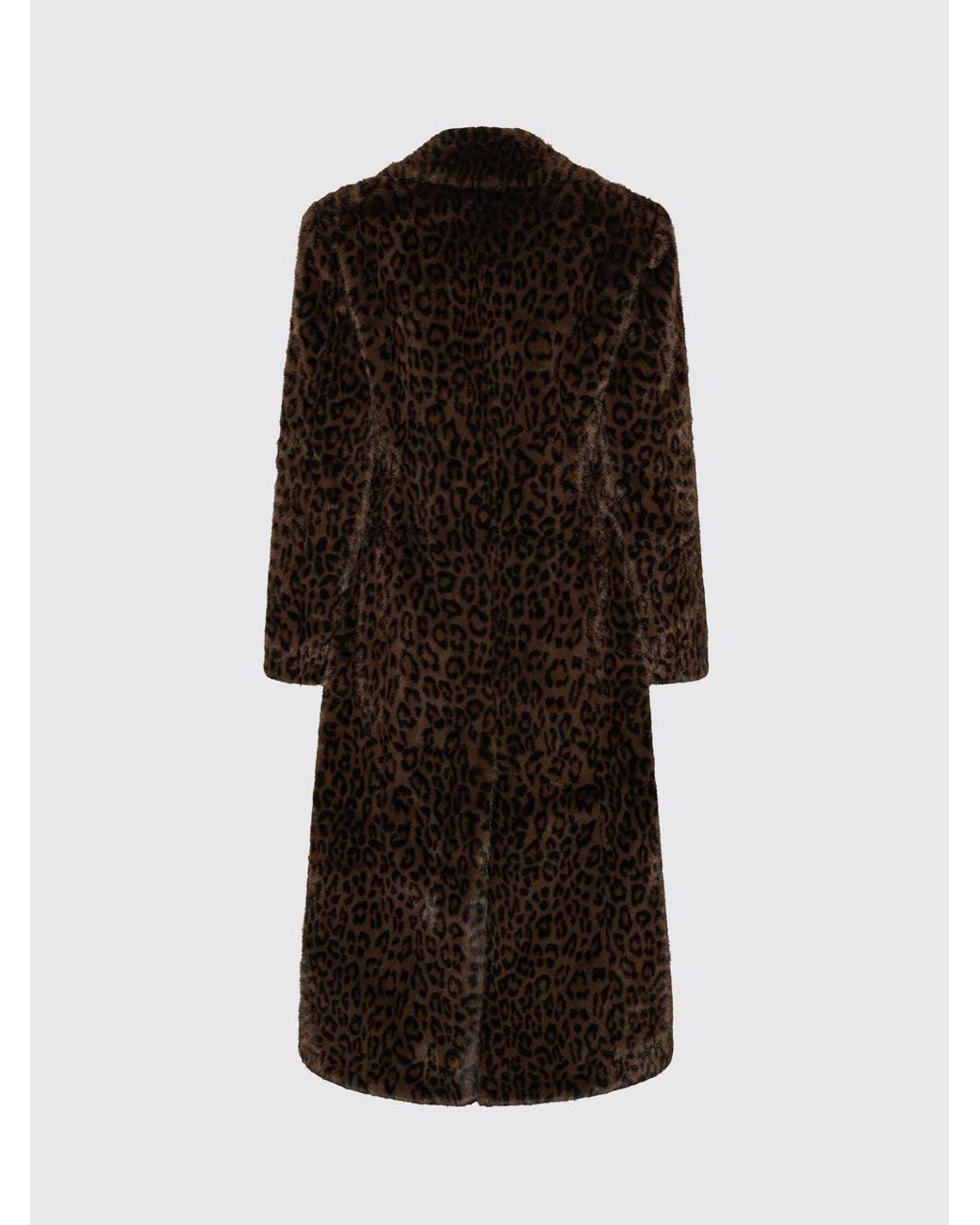 ROTATE BIRGER CHRISTENSEN Brown Animal-Print Faux-Fur Coat
