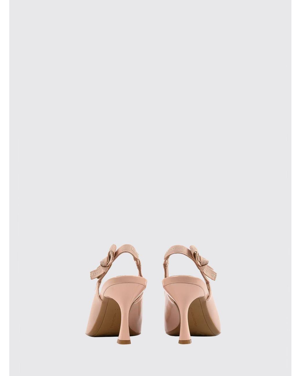 Karl Lagerfeld Pink Patent Leather Slingback Pumps With Mid-Heel And Bow