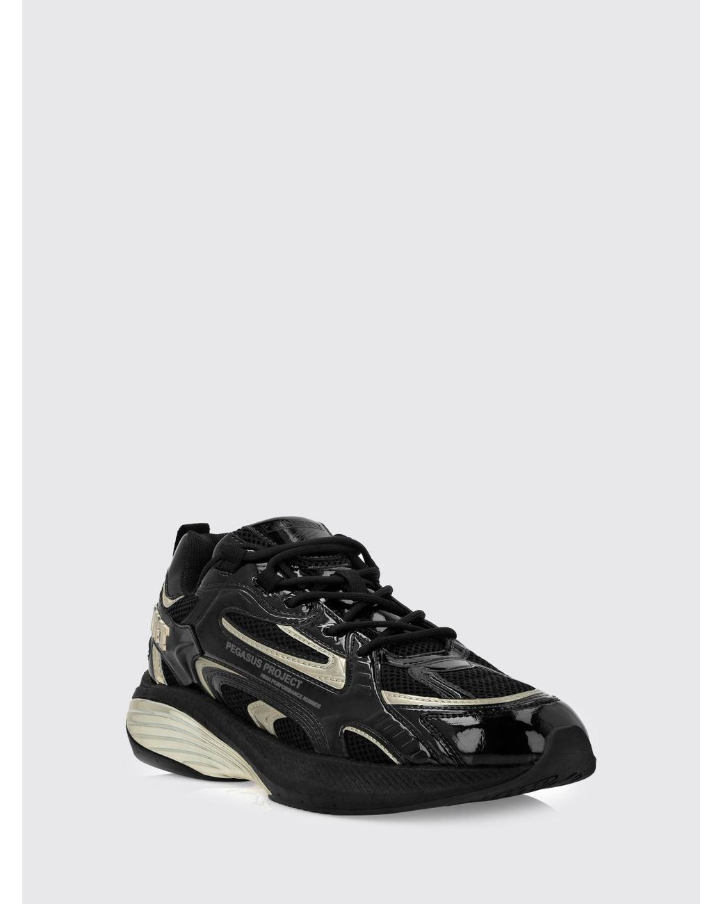 Philipp Plein Black Pegasus Project Mesh And Patent Leather Sneakers for men