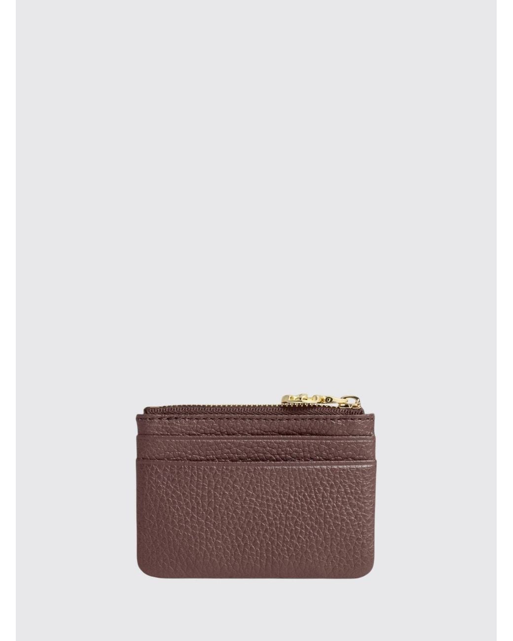 Coccinelle Brown C-Me Softy Grained Leather Flat Card Holder With Zip
