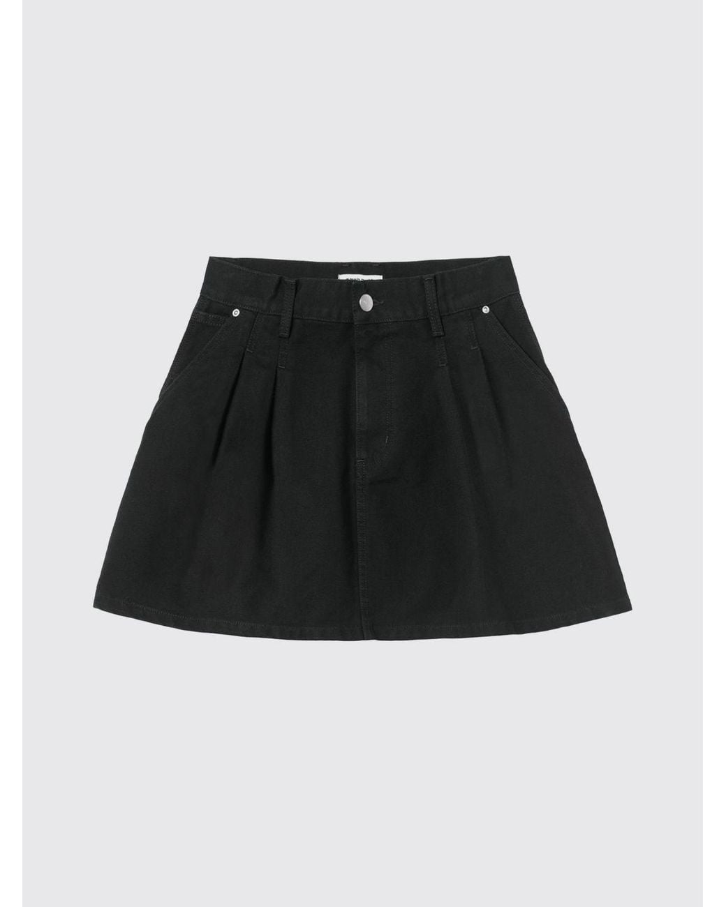 Carhartt Black Houndstooth Pattern Organic Denim Mini Skirt