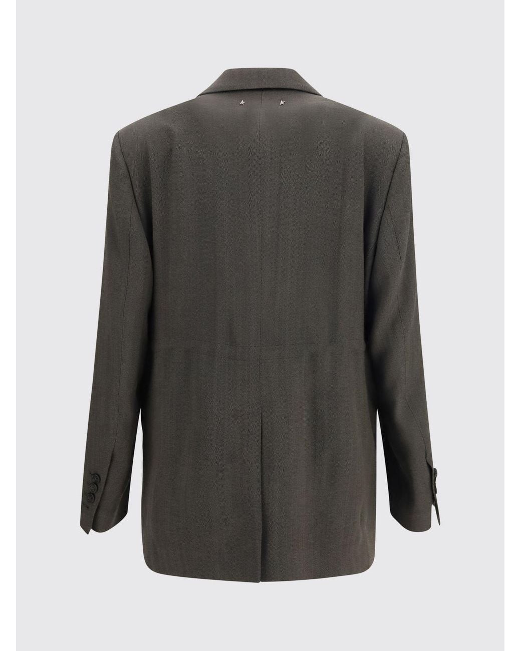 Golden Goose Deluxe Brand Gray Double-Breasted Virgin Wool Blazer With Padded Shoulders