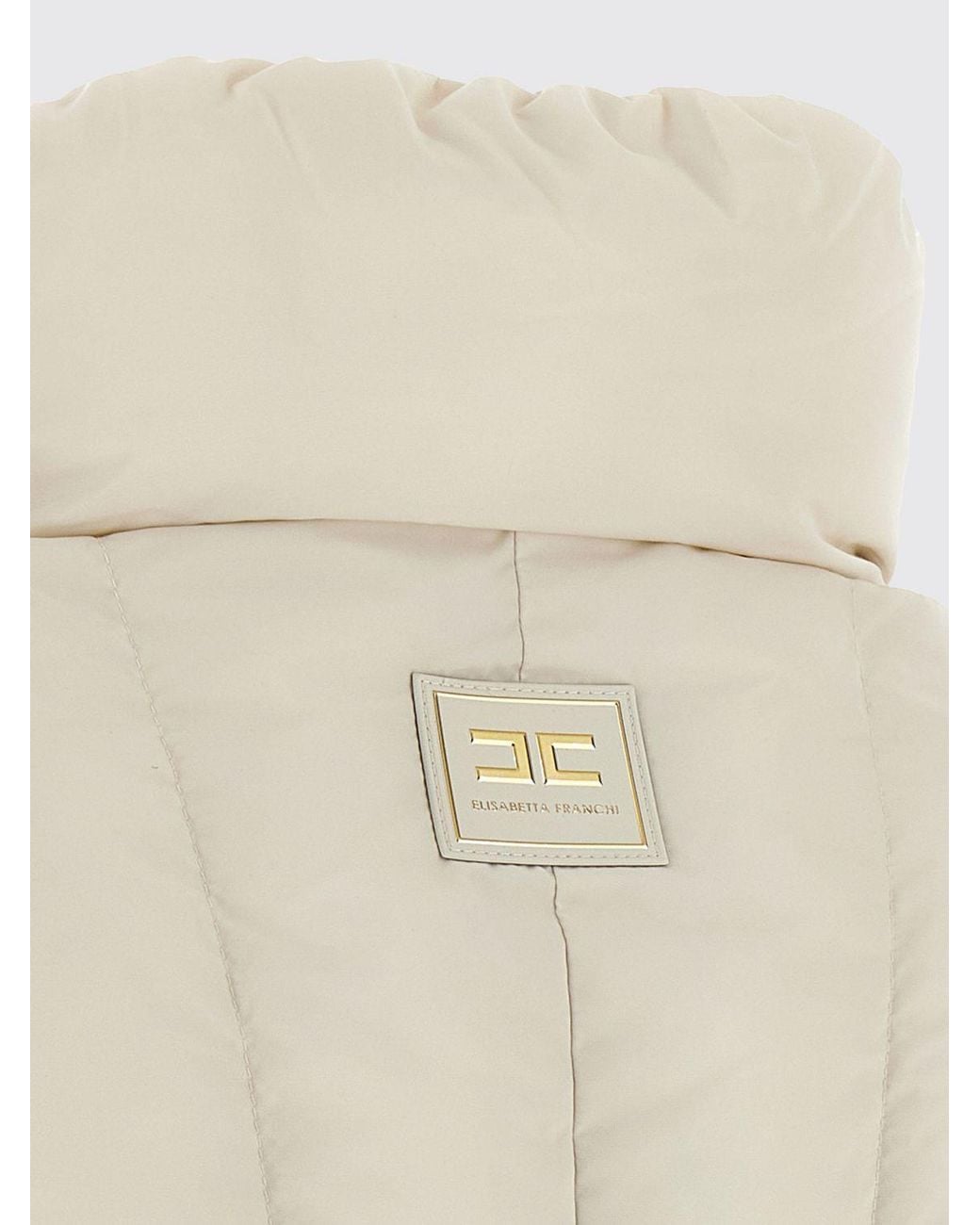 Elisabetta Franchi Natural Cropped Quilted Puffer Jacket With Bustier Design