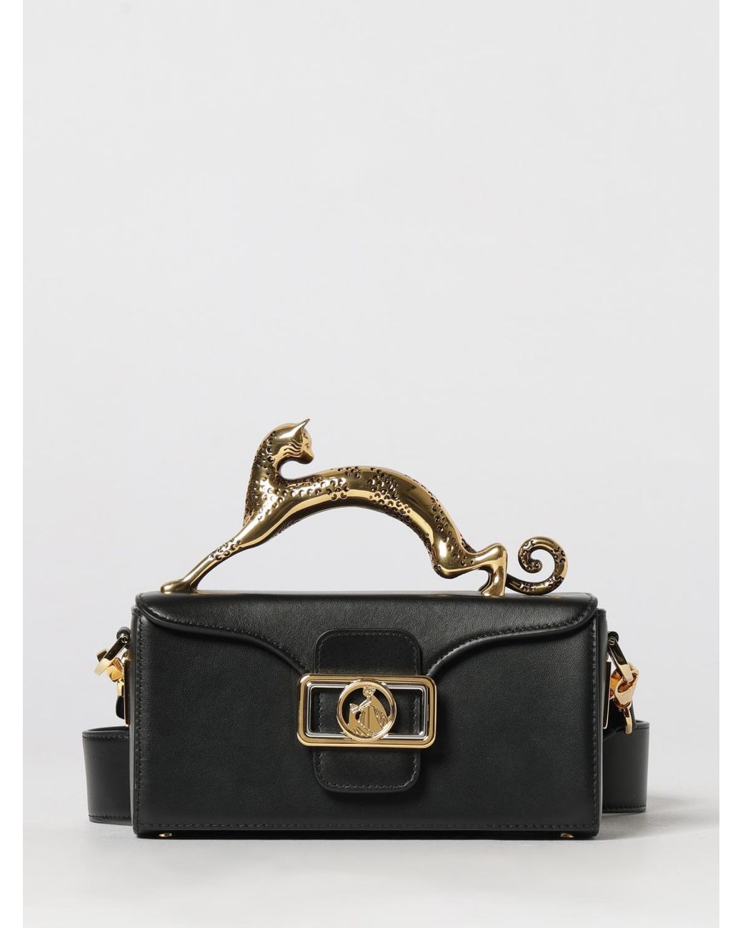 Lanvin Black Leather Bag With Sculptural Handle