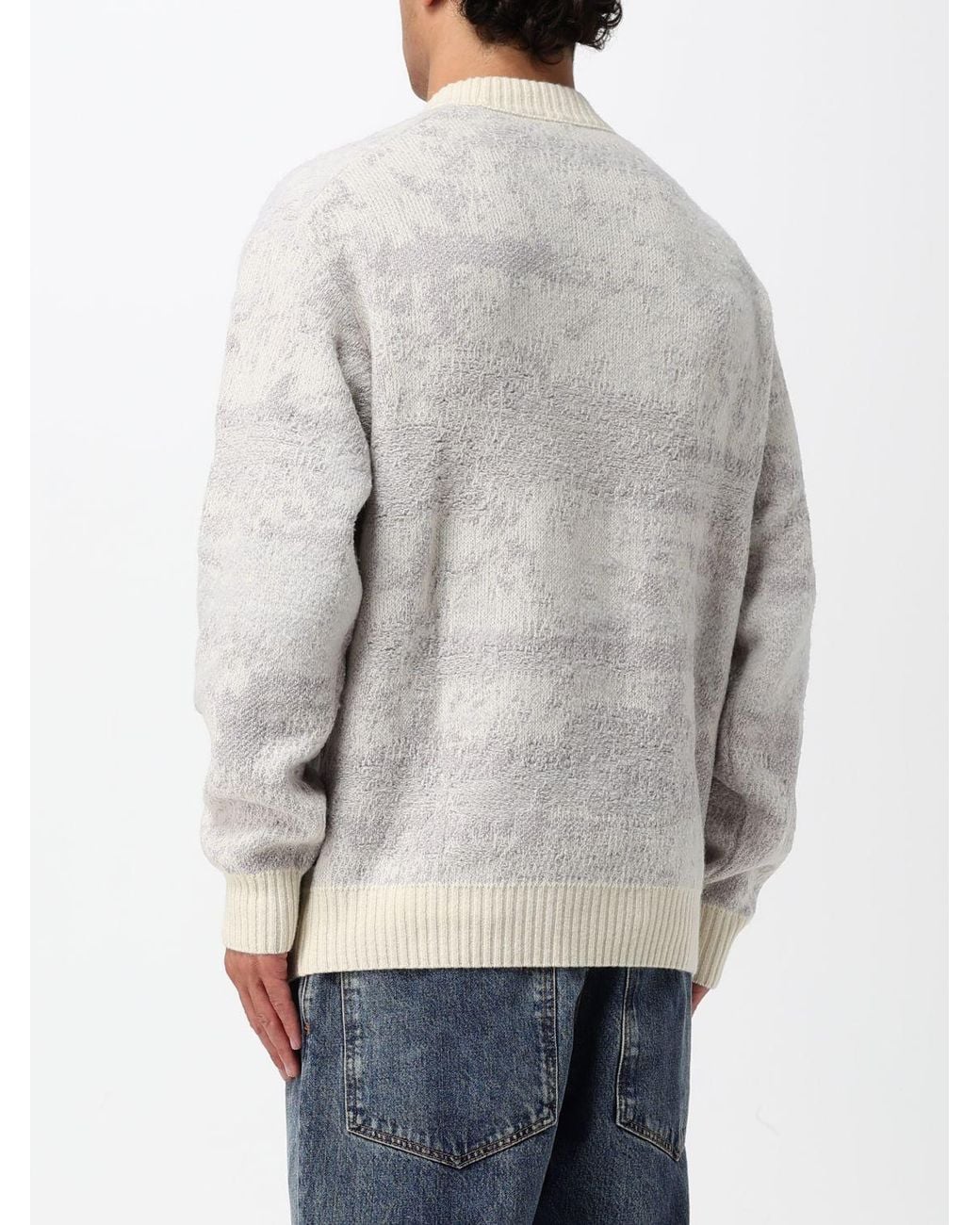 Boss Gray Crewneck Jumper With Dropped Shoulders And Ribbed Trims for men