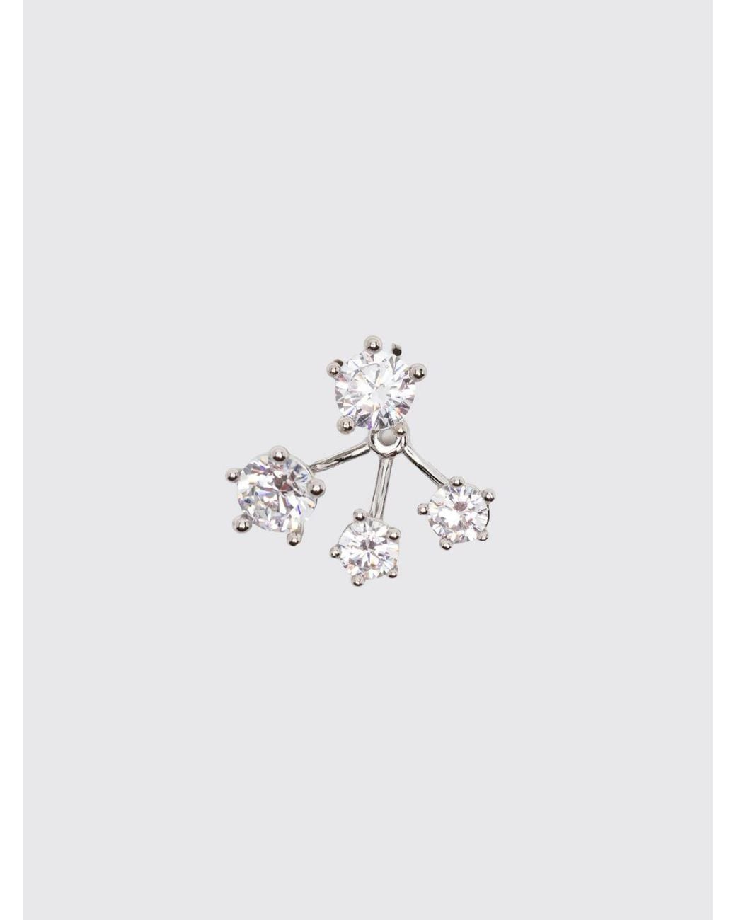 Panconesi White Constellation Cluster Brass Earrings With Set Zircons