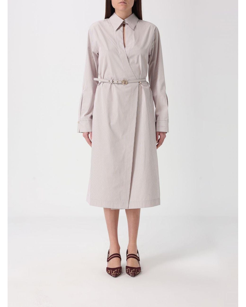 Fendi Multicolor Striped Cotton Shirtdress