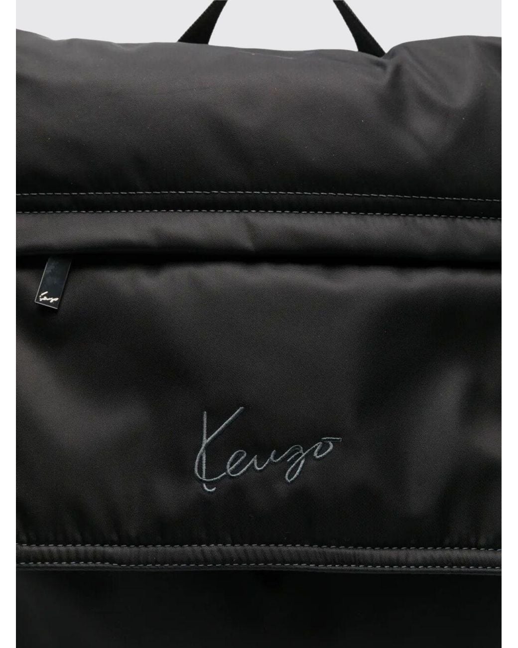 KENZO Black Signature Nylon Backpack With Embroidered Logo And Drawstring Closure for men