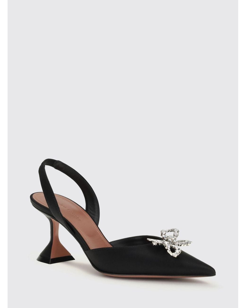 AMINA MUADDI Black Rosie Satin Slingbacks With Jewel Buckle