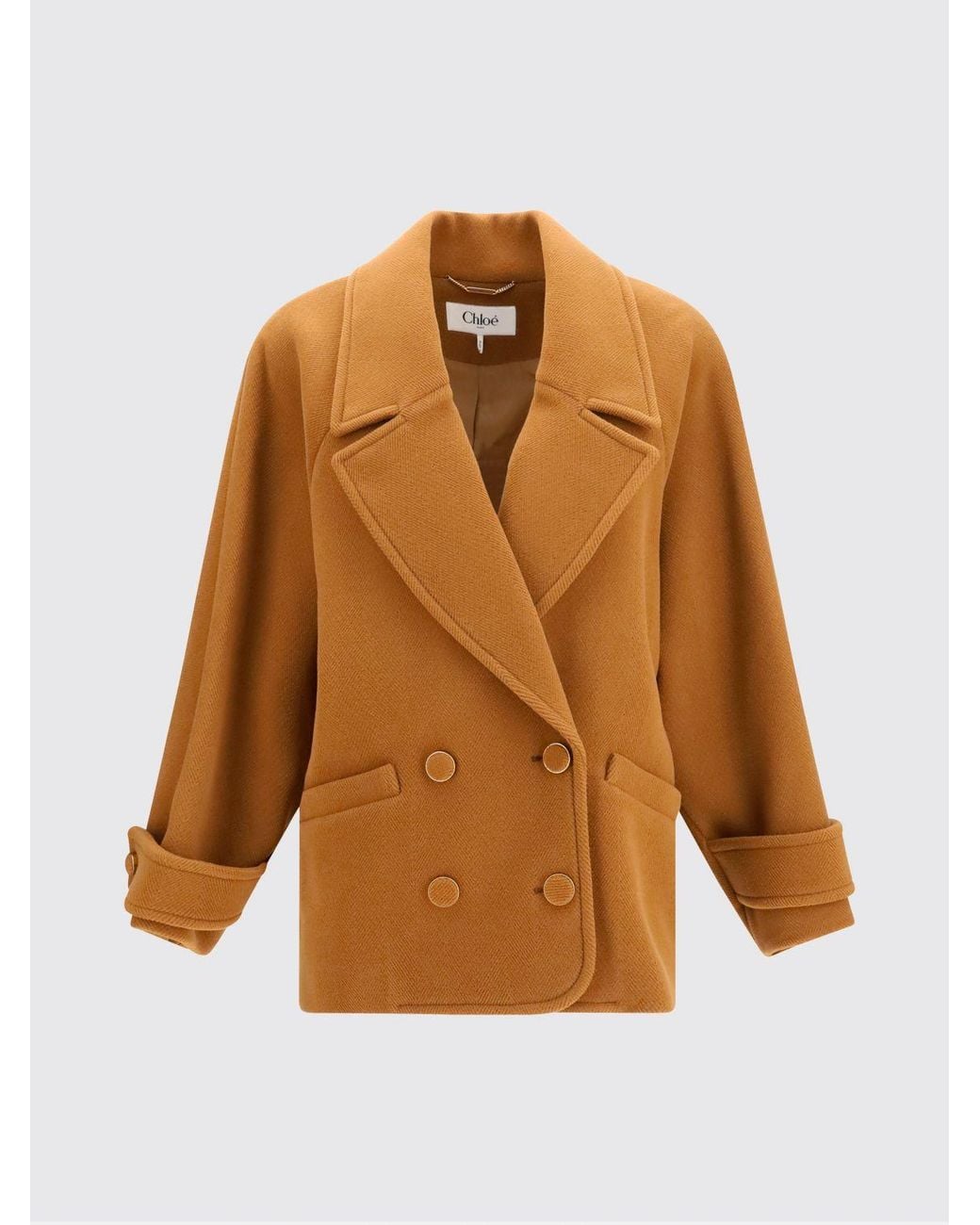 Chloé Brown ChloÉ Double-Breasted Merino Wool Peacoat With Cuff Straps