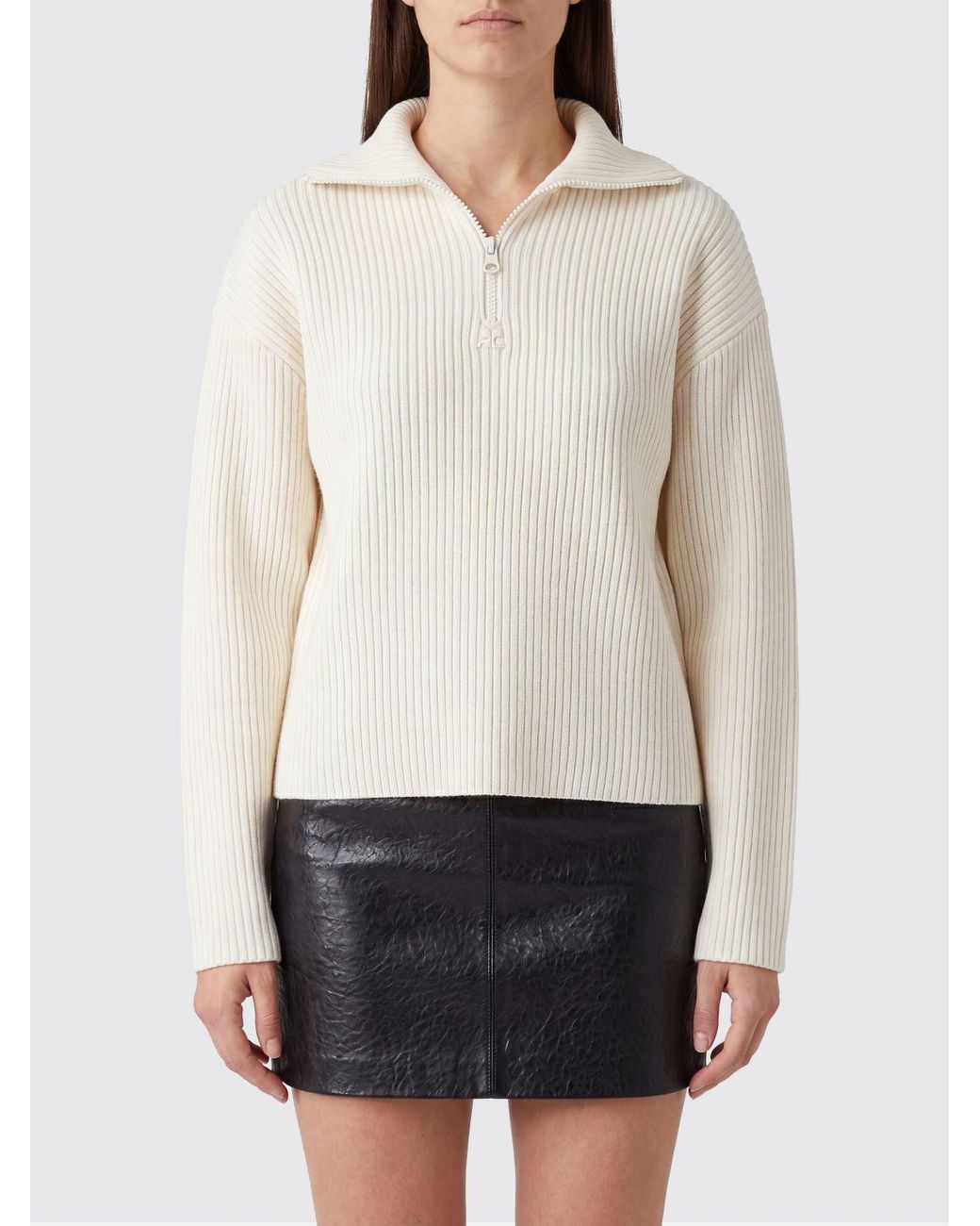 Courreges White CourrÈ Ges Ribbed Turtleneck Jumper