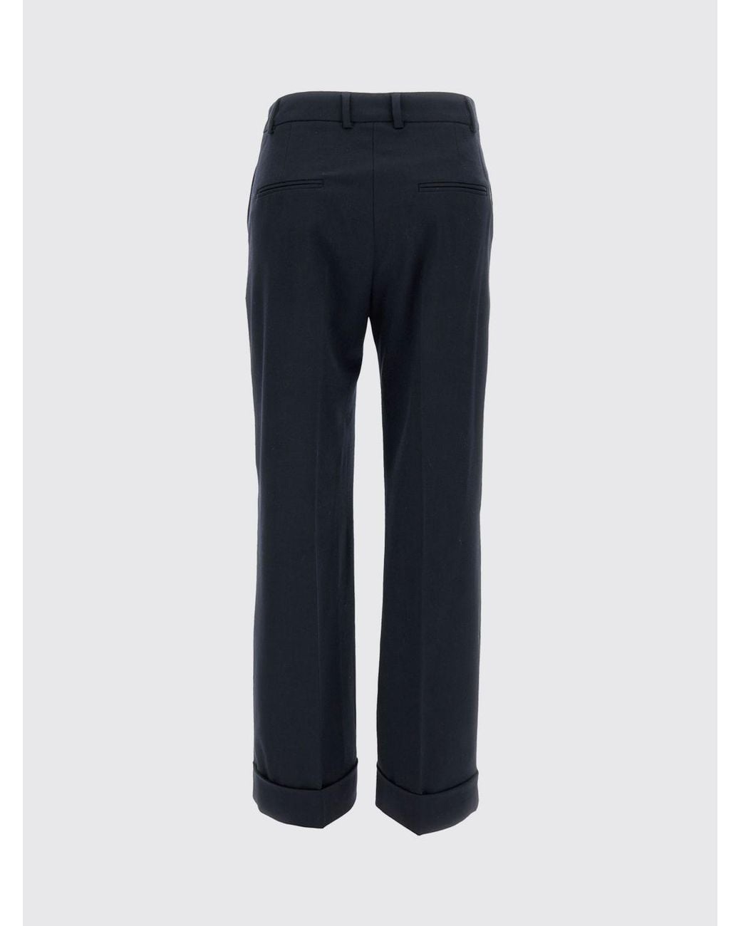Alberto Biani Blue Mid-Rise Straight-Leg Stretch Virgin Wool Trousers