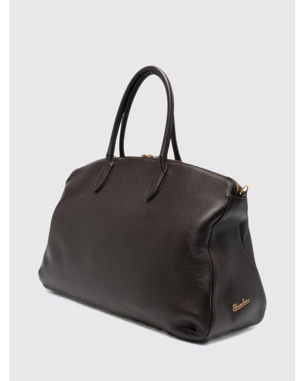 Borsalino Black Calf Leather Travel Bag With Double Handle And Logo