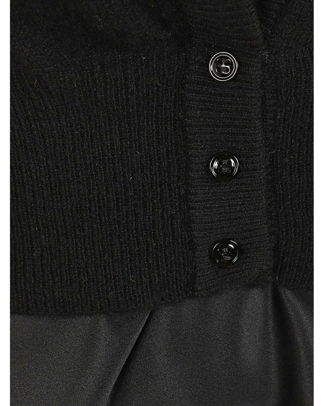 Ermanno Scervino Black Pure Cashmere Cardigan With Lace And Ruffled Hem