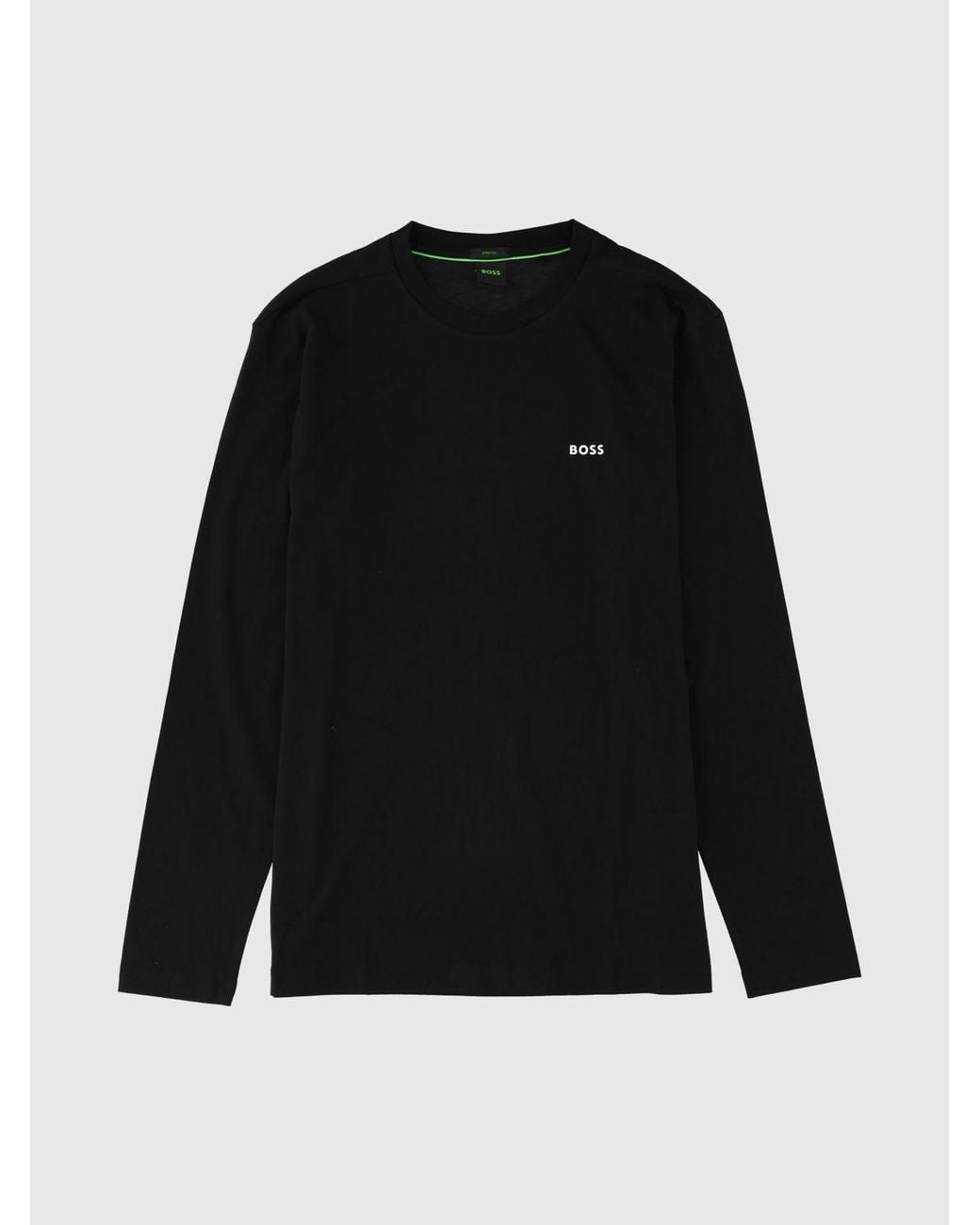 Boss Blue Long-Sleeved Cotton T-Shirt With Crewneck And Contrast Logo for men