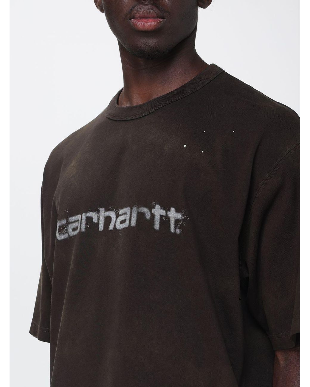 Carhartt Black Printed Logo Organic Cotton Crewneck T-Shirt for men