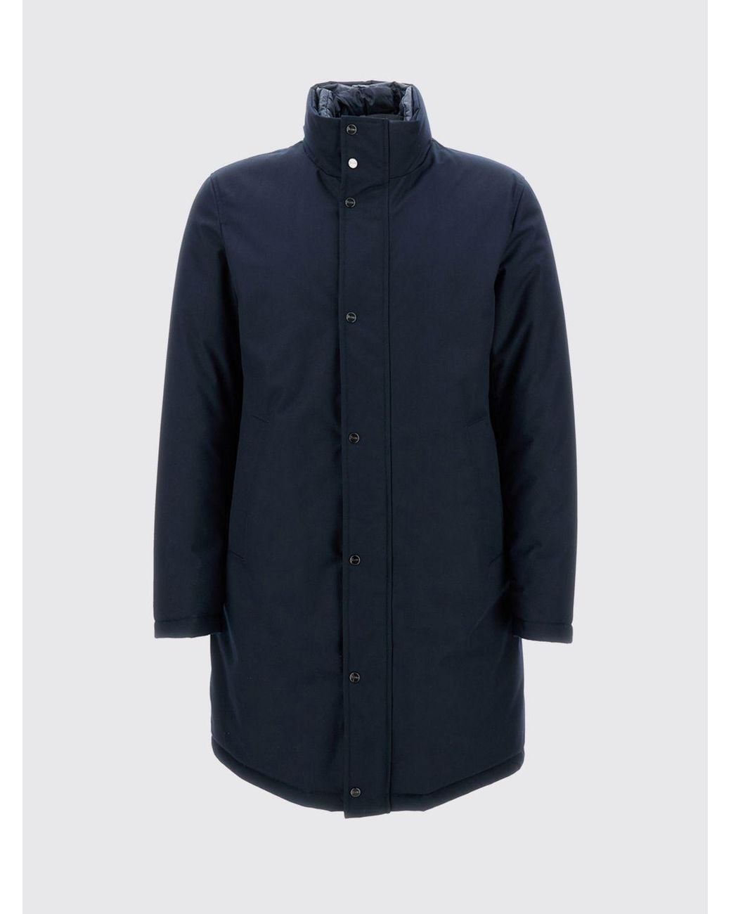 Herno Blue Double-Layer Down-Padded Single-Breasted Coat for men
