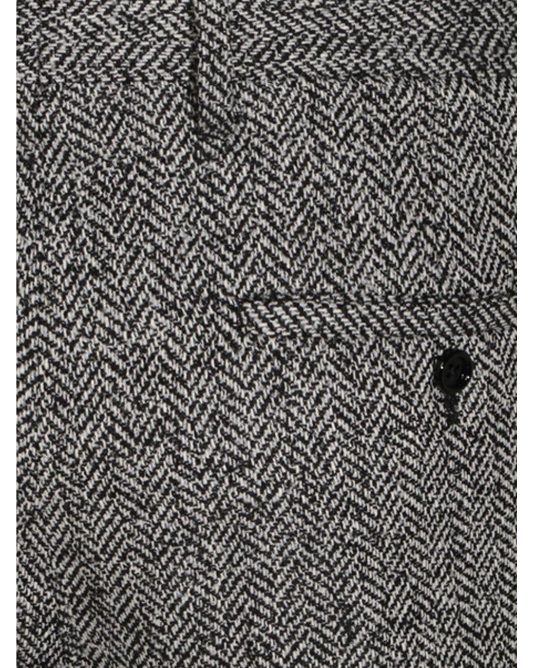 Lardini Gray Chevron Wool And Silk Blend Tailored Trousers With Pleats for men