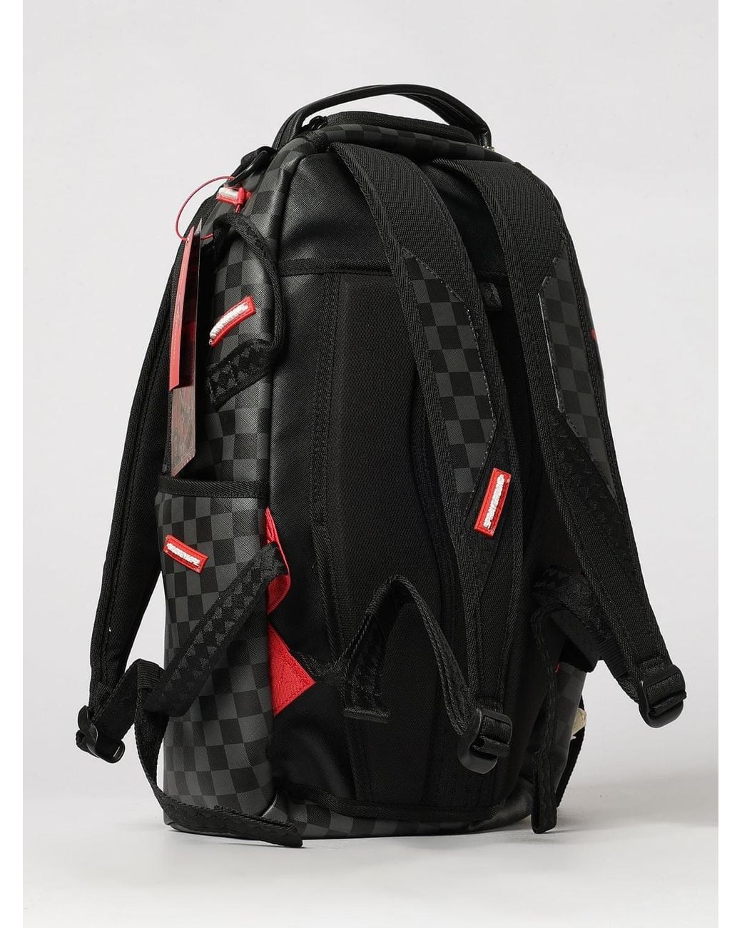 Sprayground Black Bag Done Wrong Backpack With Check Print And Shark Logo for men