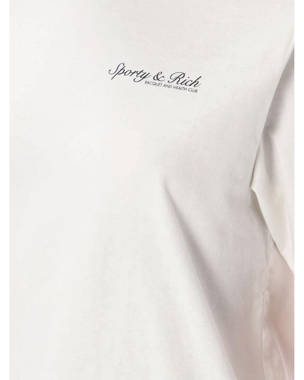 Sporty & Rich White Sporty &Amp Rich Striped Cotton T-Shirt With Crew Neck And Back Logo