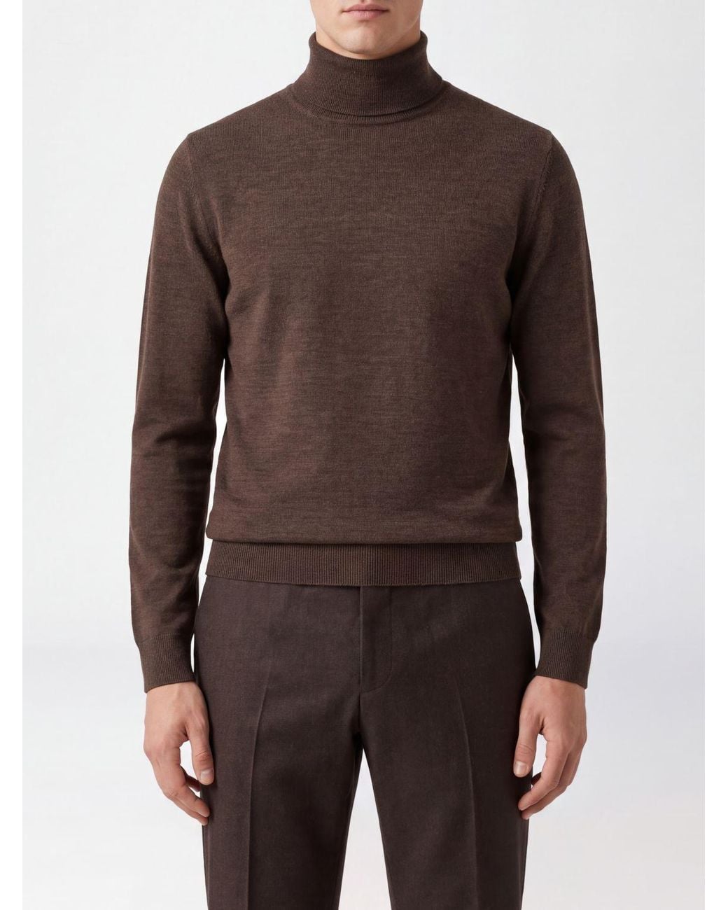 Zanone Brown Long-Sleeved Turtleneck Jumper for men