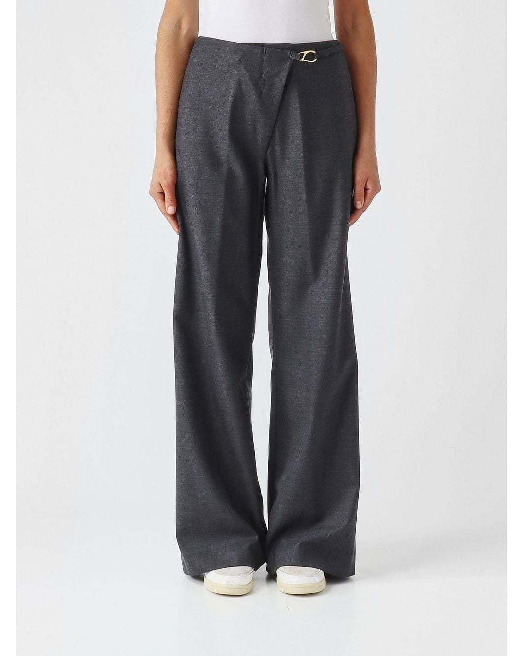 Herno Black Wide-Leg Wool-Blend Wrap Trousers