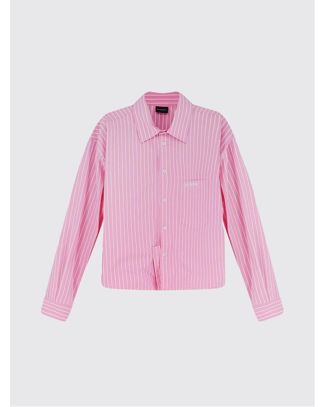 Balenciaga Pink Striped Cotton Casual Shirt