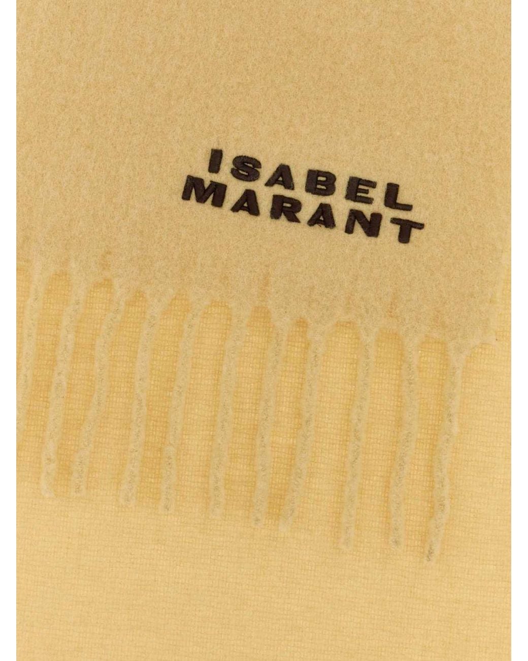 Isabel Marant Metallic Firny Embroidered-Logo Alpaca Wool-Blend Scarf With Fringes