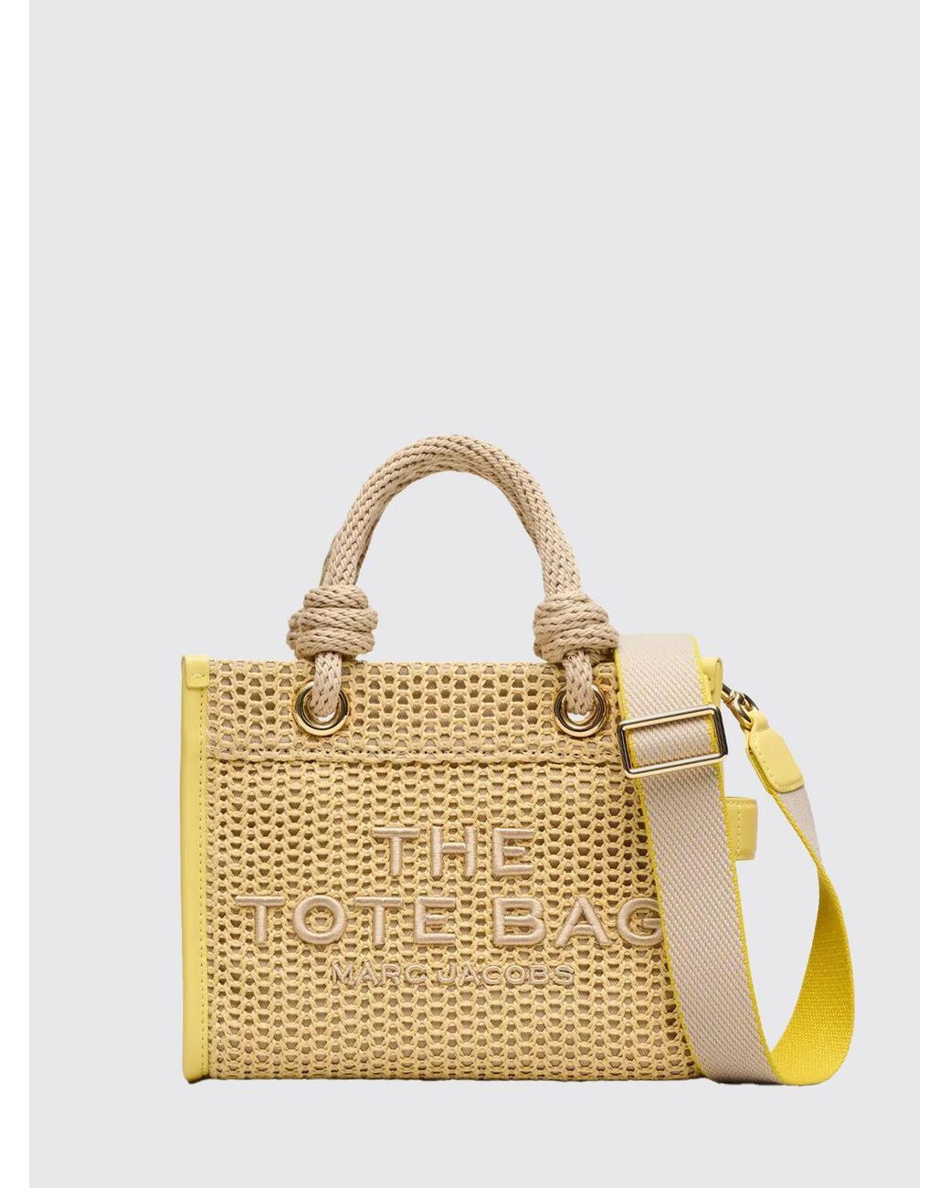 Marc Jacobs Metallic The Large Tote Bag With Crochet Weave And Embroidered Logo