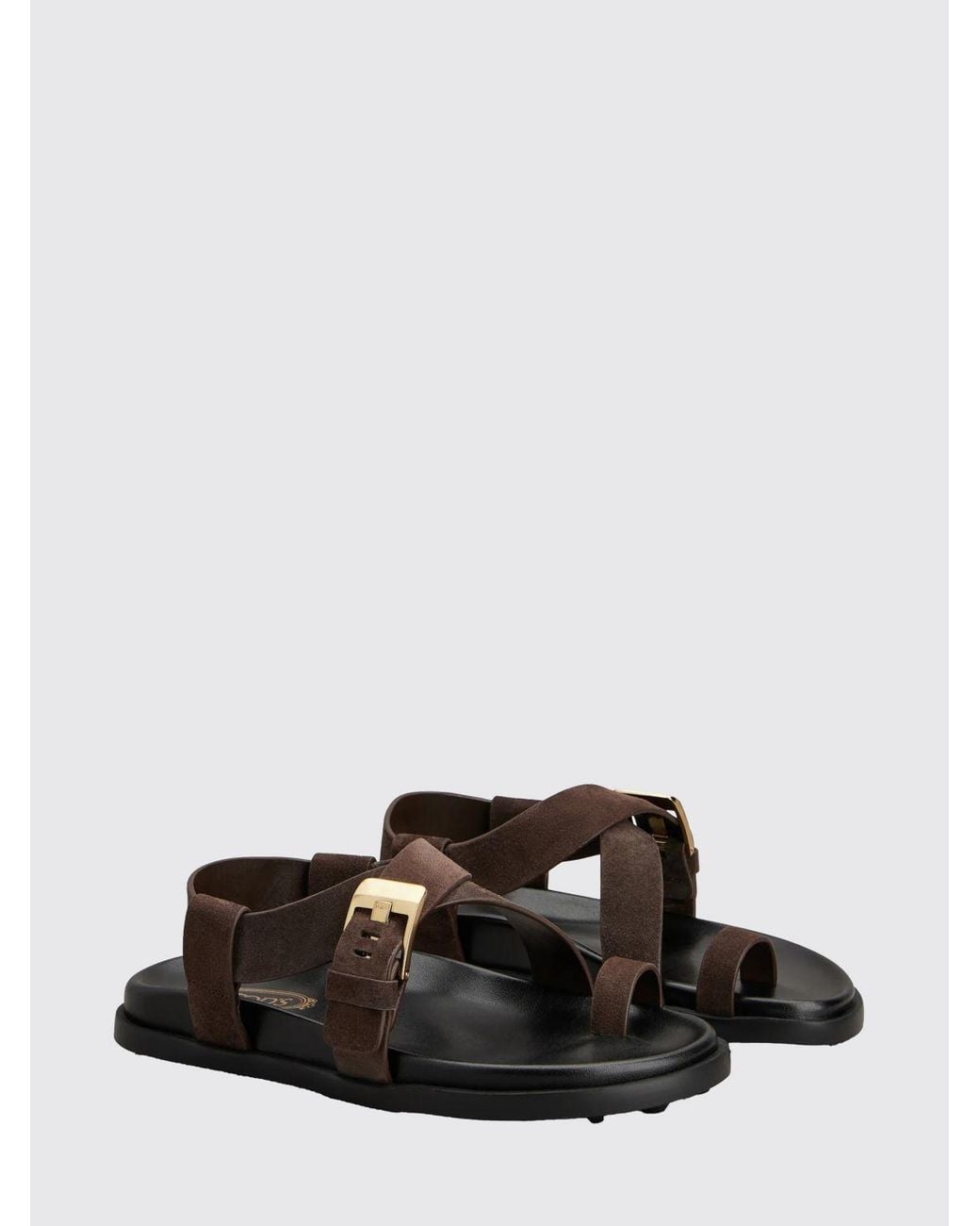 Tod's White Suede Thong Sandals With Low Heel And Strap