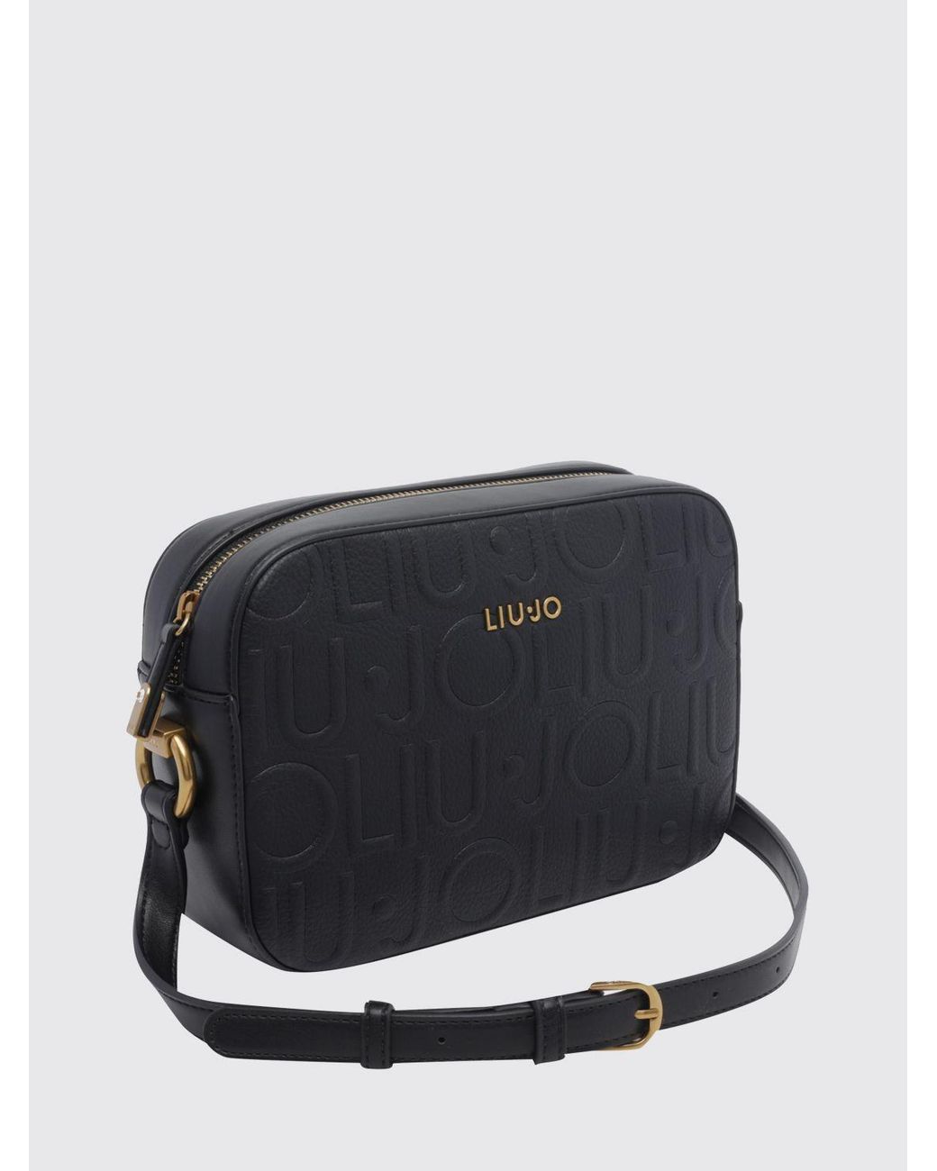Liu Jo Black Mini Faux Leather Camera Bag With Embossed Monogram Logo