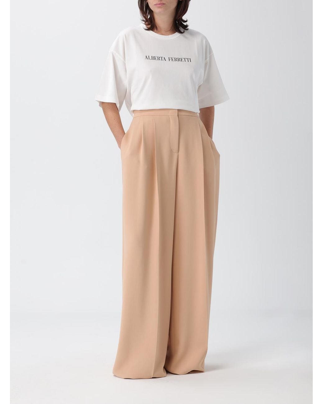 Alberta Ferretti Natural Trousers