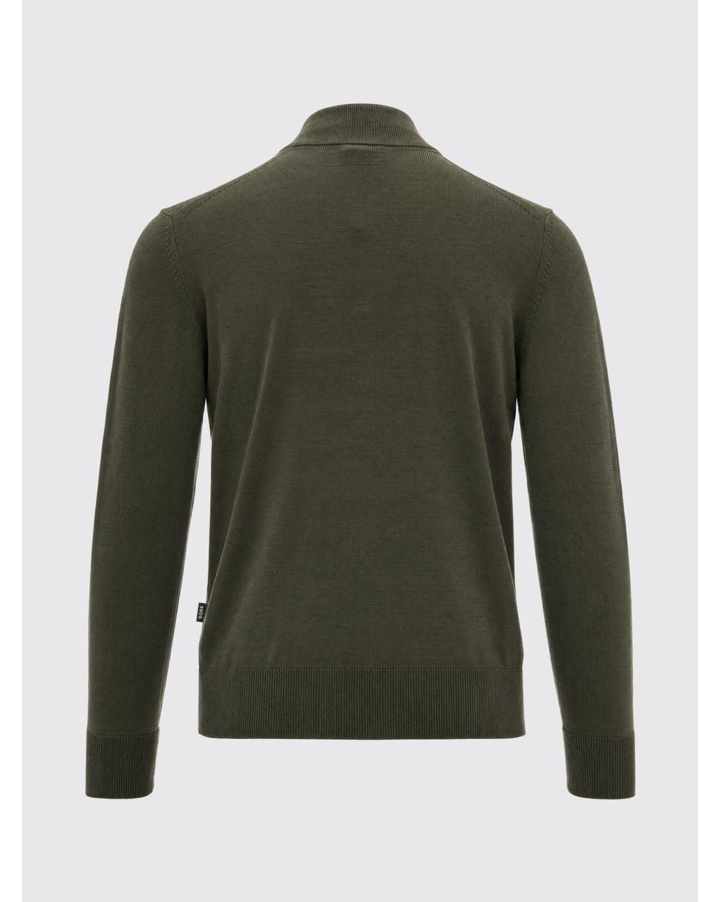 Boss Gray Slim Fit Virgin Wool Turtleneck Cardigan With Zip Closure for men