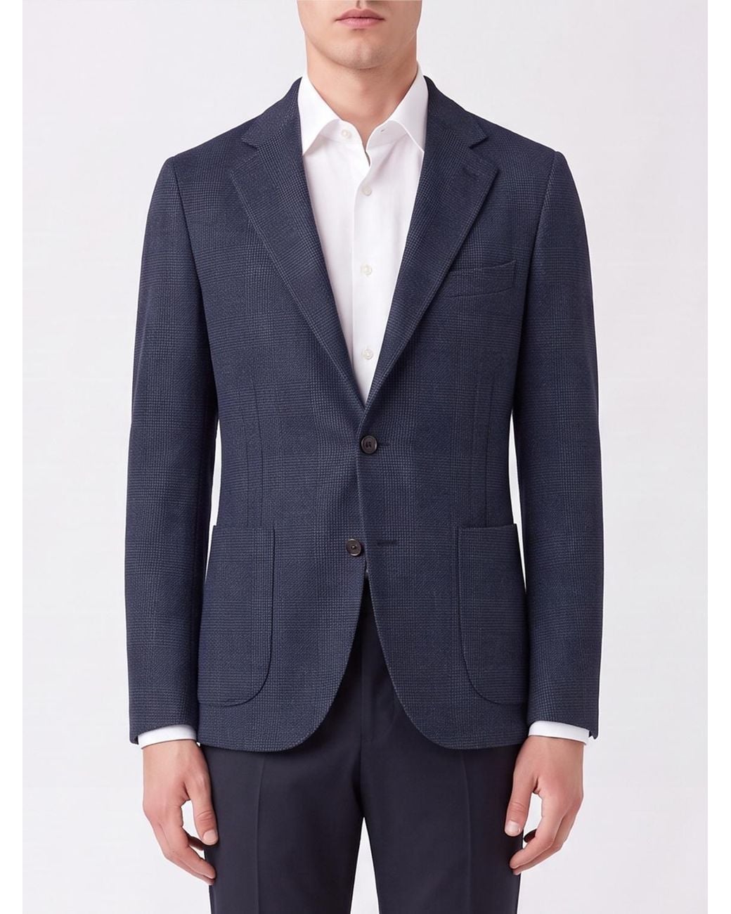 Brioni Blue Single-Breasted Wool Blazer With Patch Pockets for men
