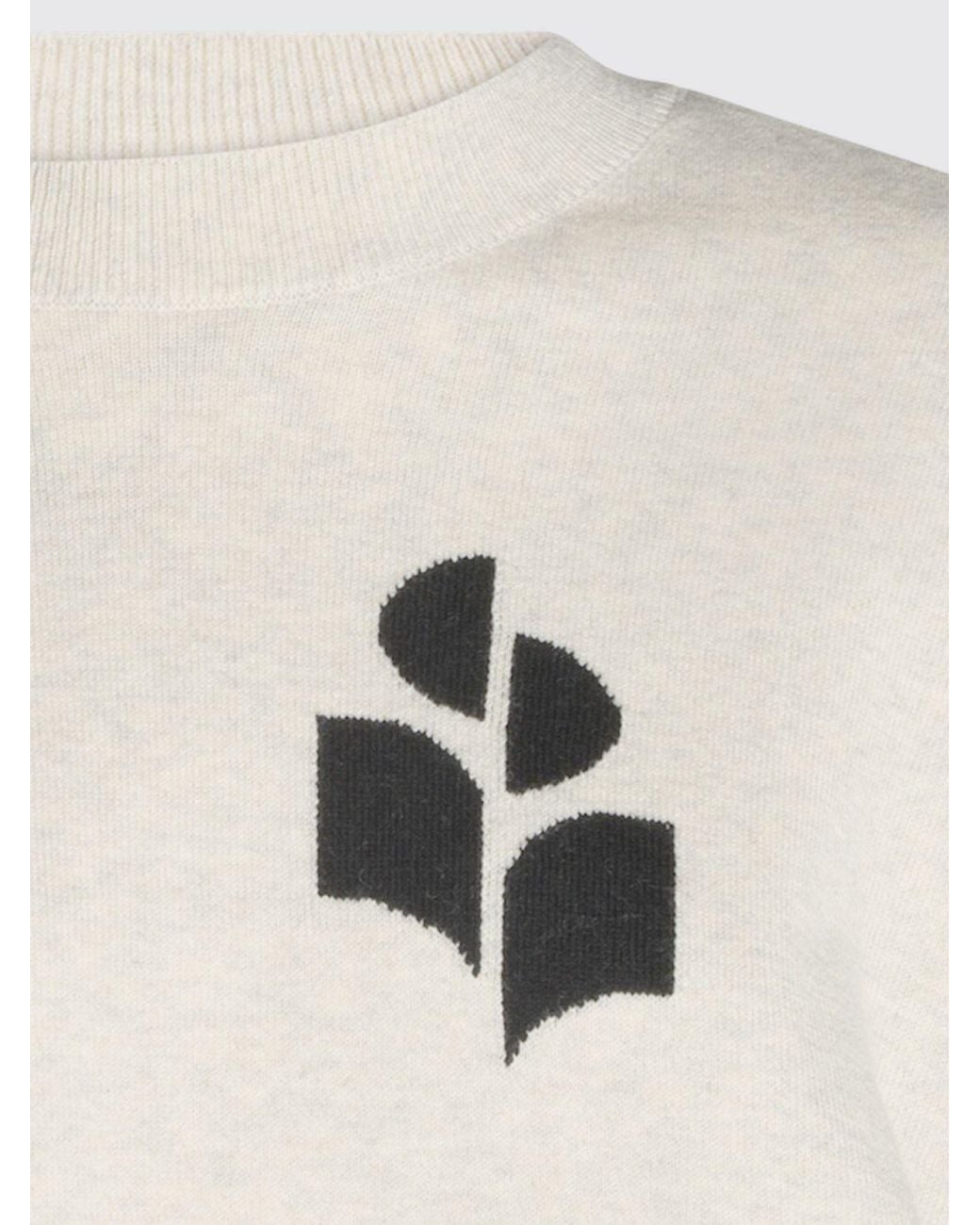 Isabel Marant Blue Contrast Logo Cotton And Wool Crewneck Jumper