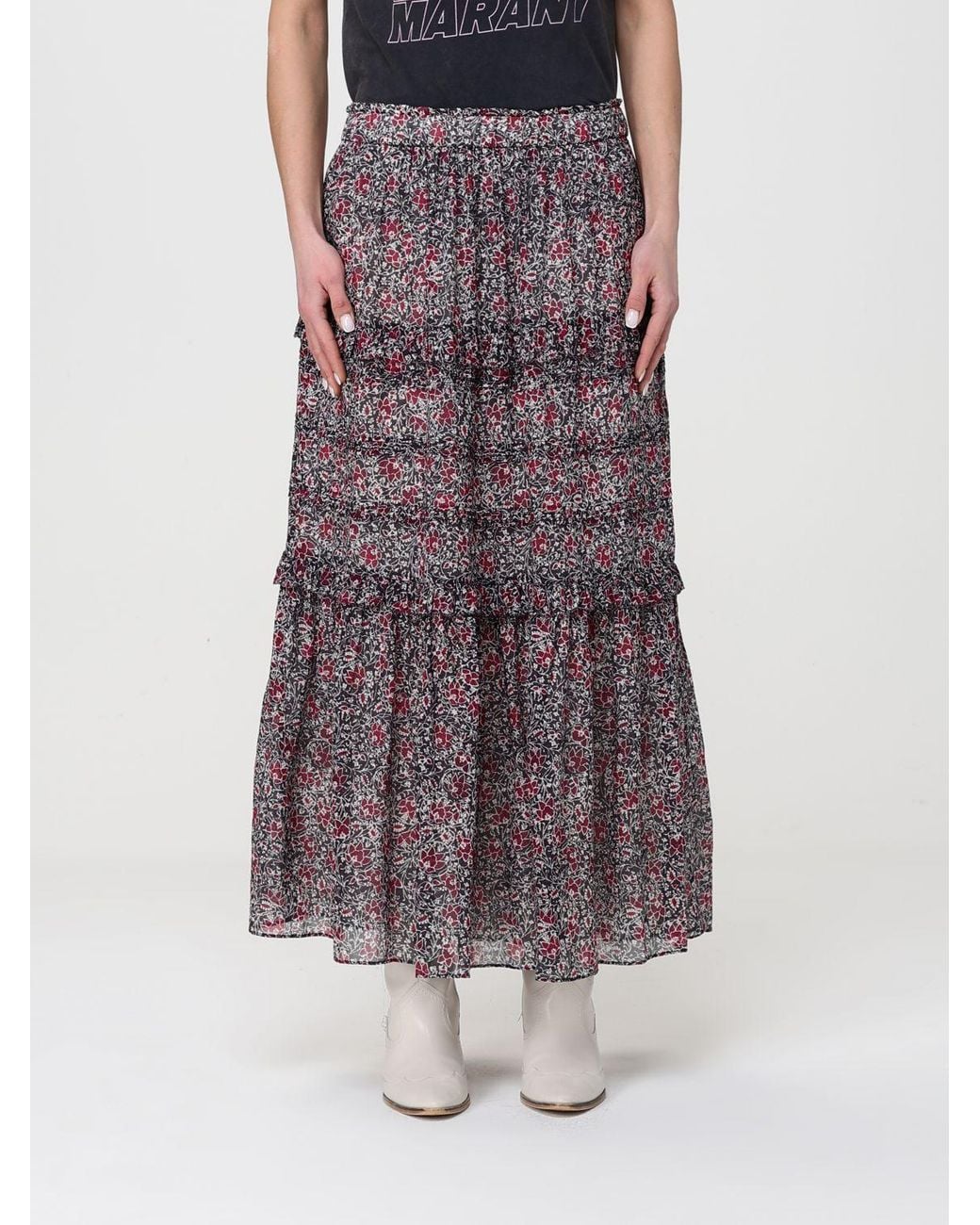 Isabel Marant Brown Floral Cotton Skirt