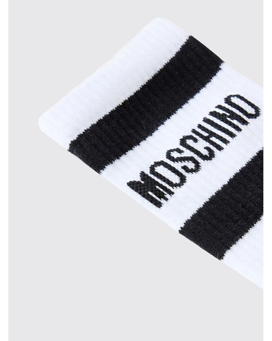 Moschino Couture White Striped Stretch-Cotton Socks With Jacquard Logo for men