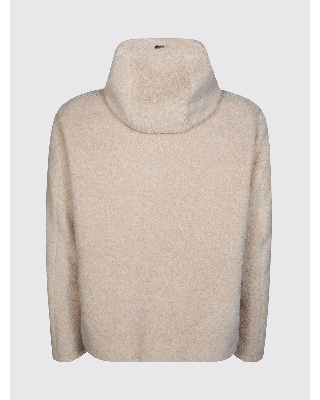 Herno Natural Bouclé Fabric Hooded Sports Jacket With Zip Closure for men
