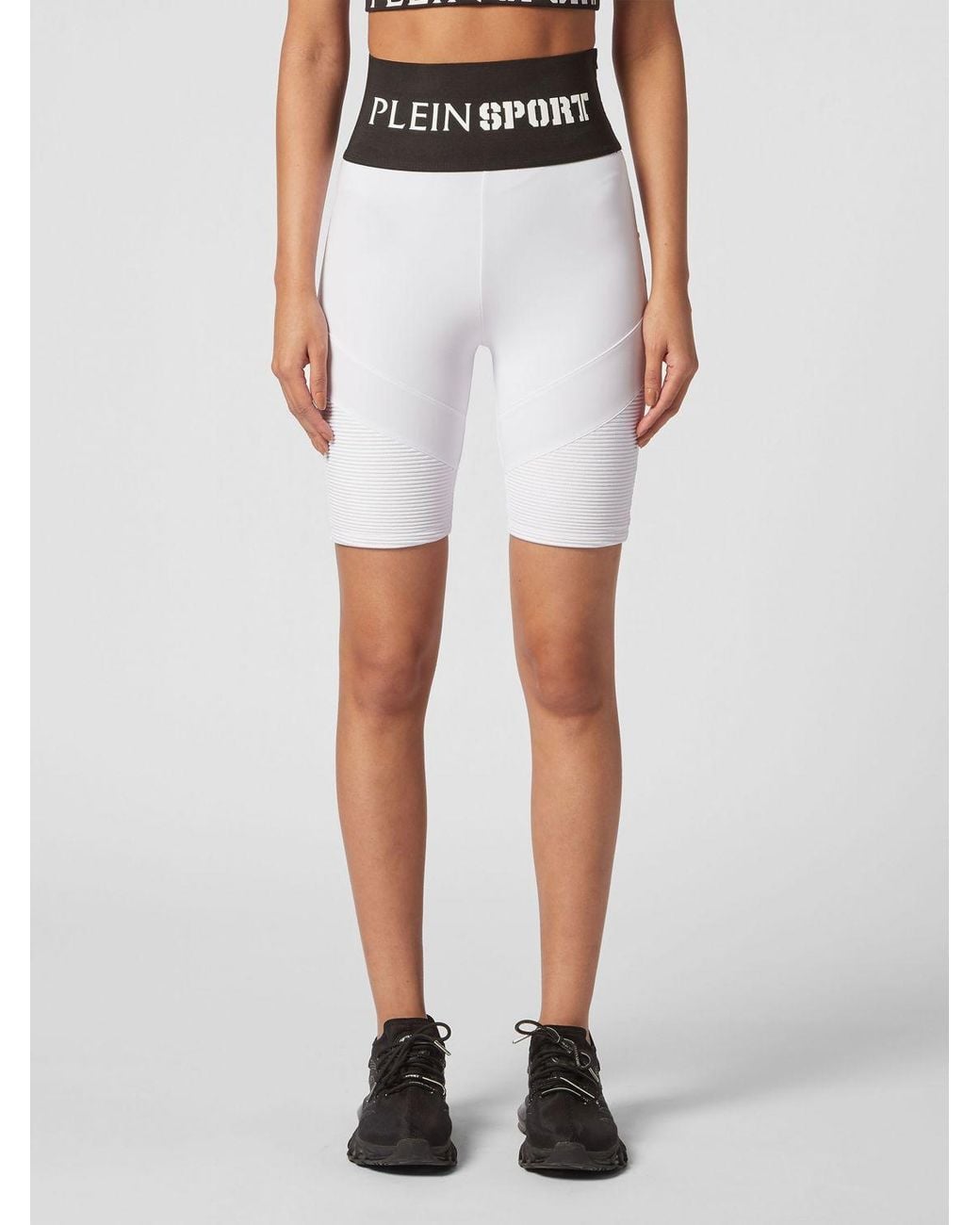 Philipp Plein White High-Waisted Cycling Shorts