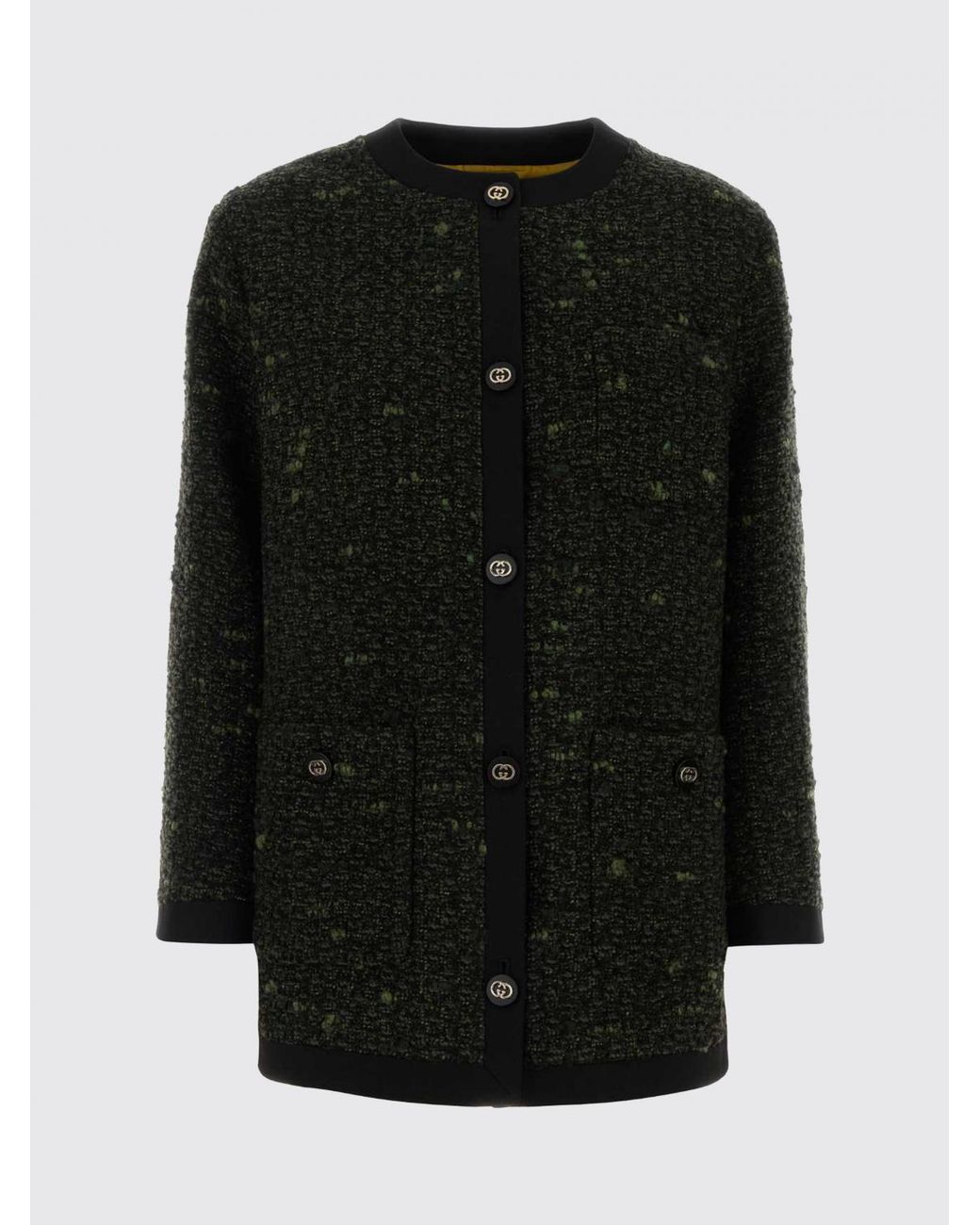 Gucci Black Boucle Wool Cardigan