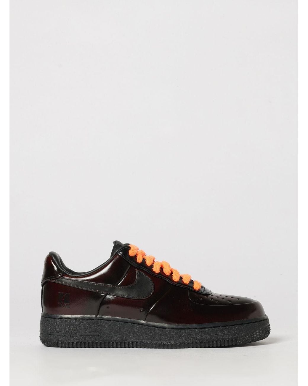 Nike Black Air Force 1 '07 Leather Trainers With Iconic Swoosh Logo And Perforated Toe for men