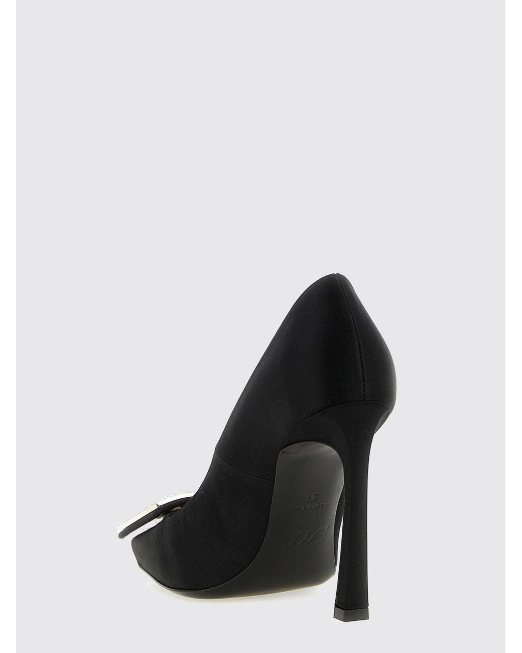 Roger Vivier Black Trompette Satin Pumps With Jewel Buckle