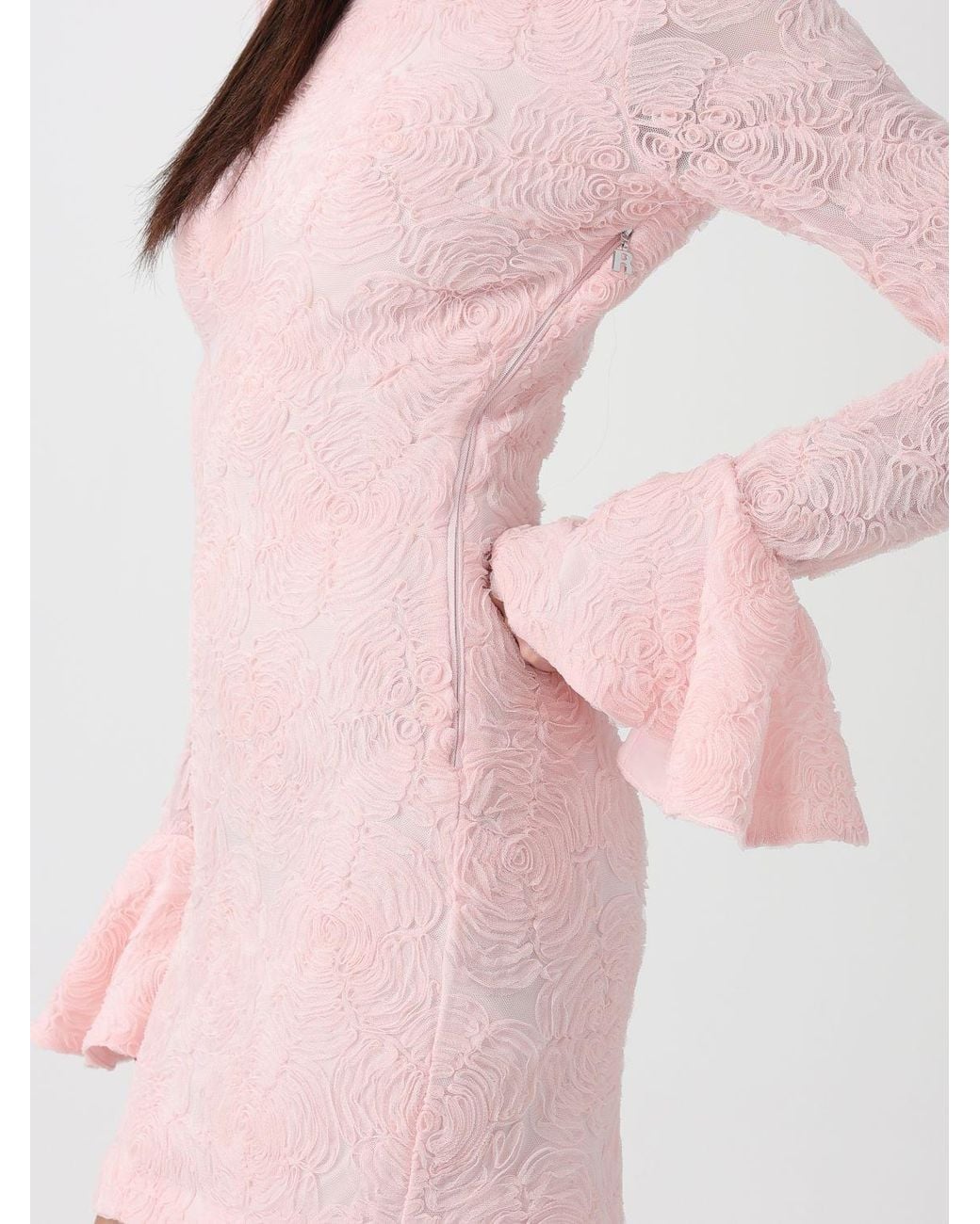 ROTATE BIRGER CHRISTENSEN Pink Jacquard Mesh Mini Dress
