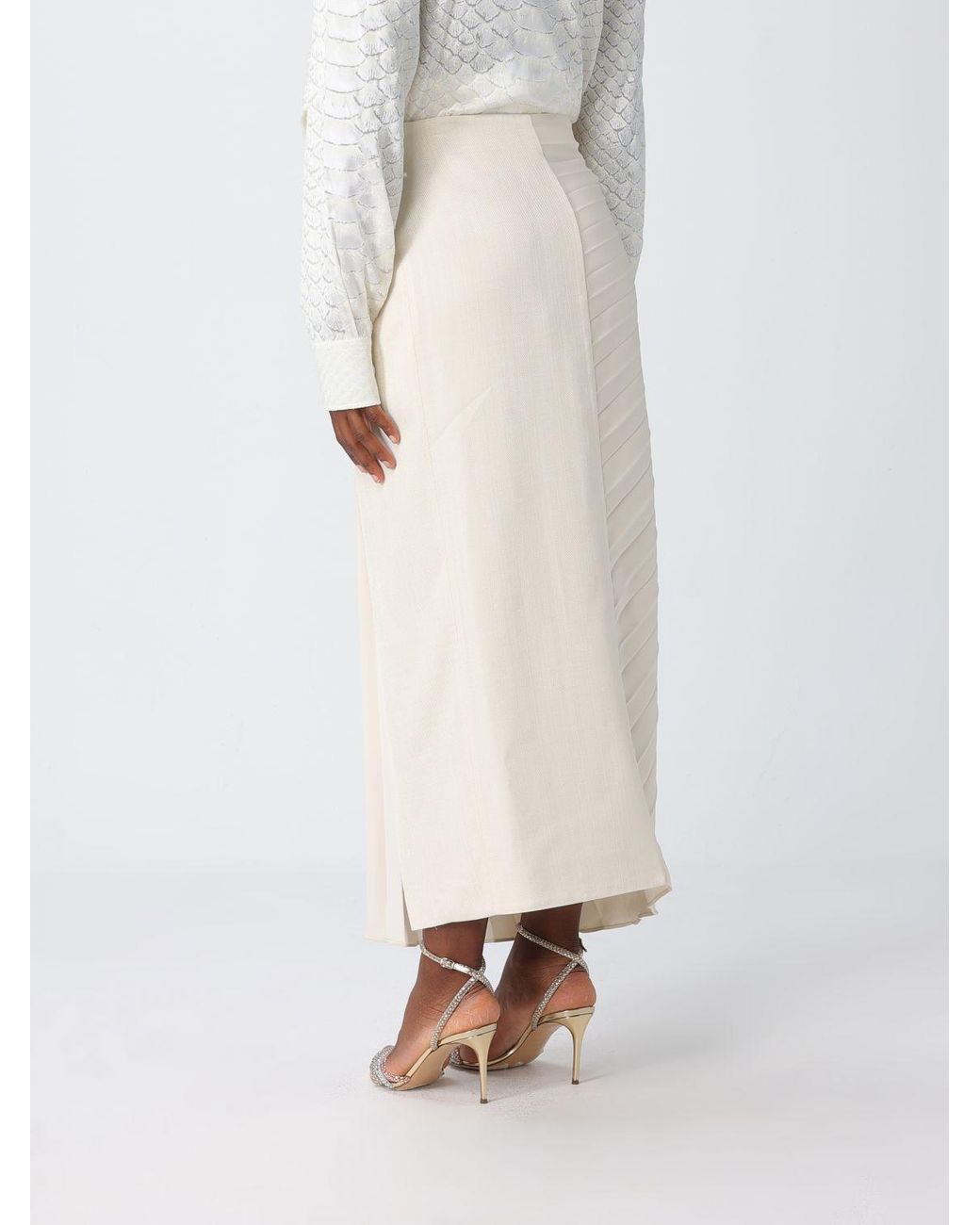 Roberto Cavalli Natural Pleated Skirt