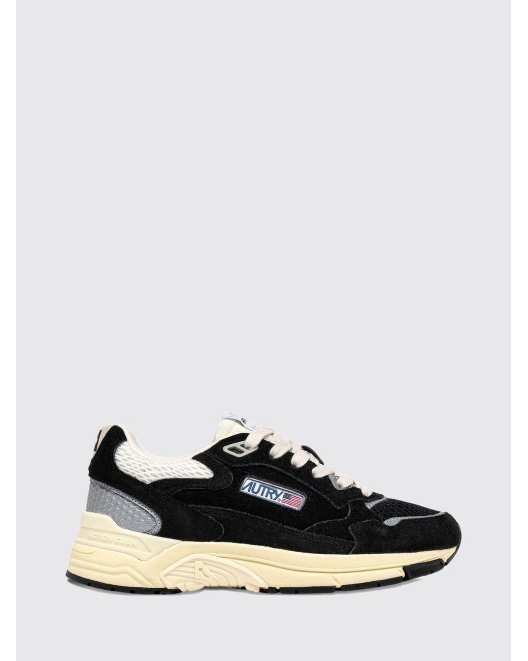 Autry Black Hyperway Two-Tone Leather And Mesh Sneakers With Cut-Out Logo