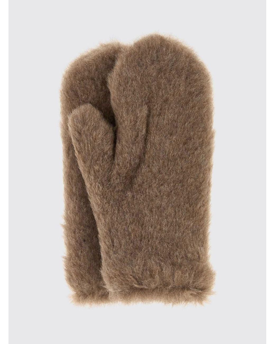 Max Mara Brown Ombrato Lined Alpaca Wool And Cashmere Blend Gloves