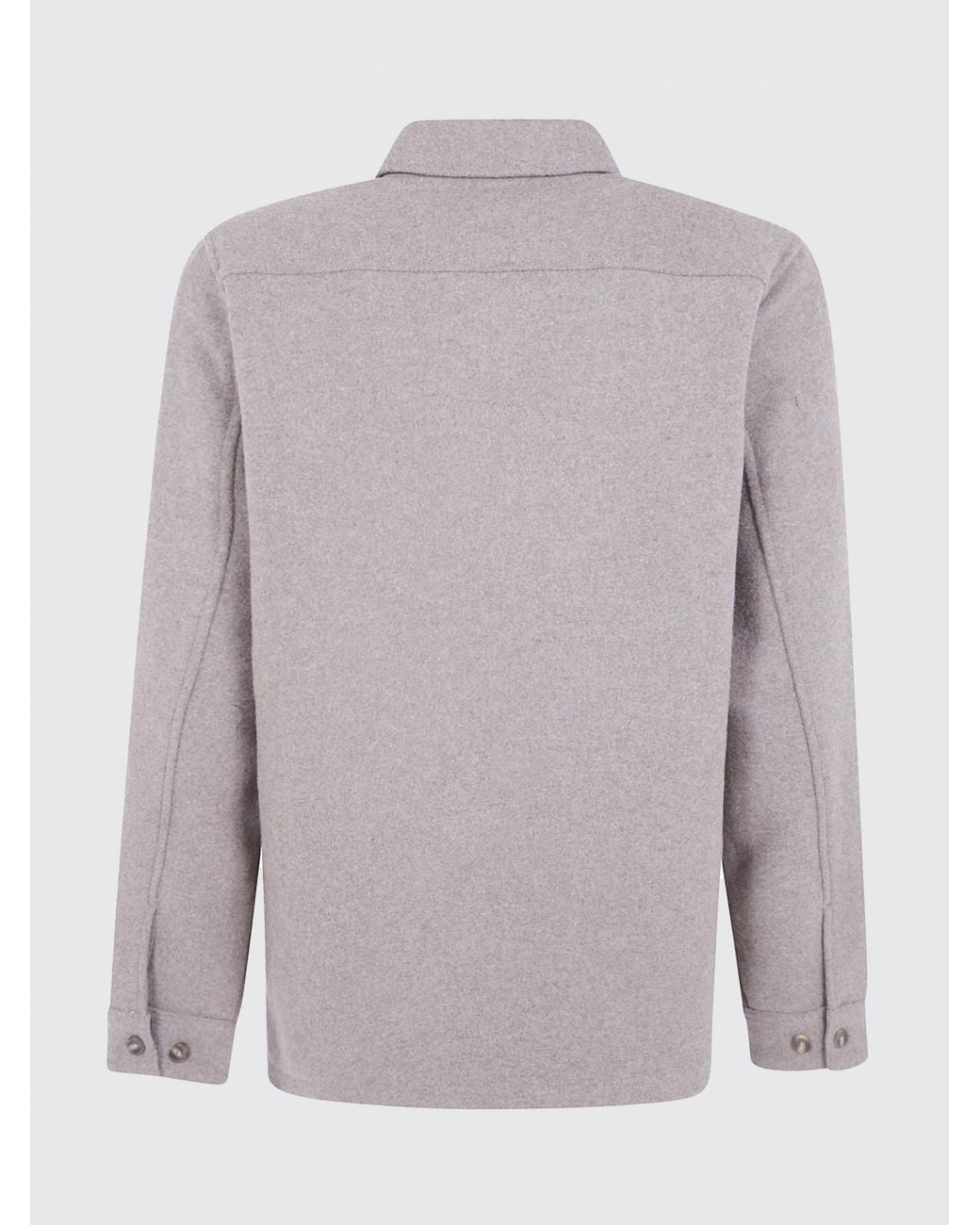 Les Deux Gray Recycled Wool Blend Shirt Jacket With Patch Pockets for men