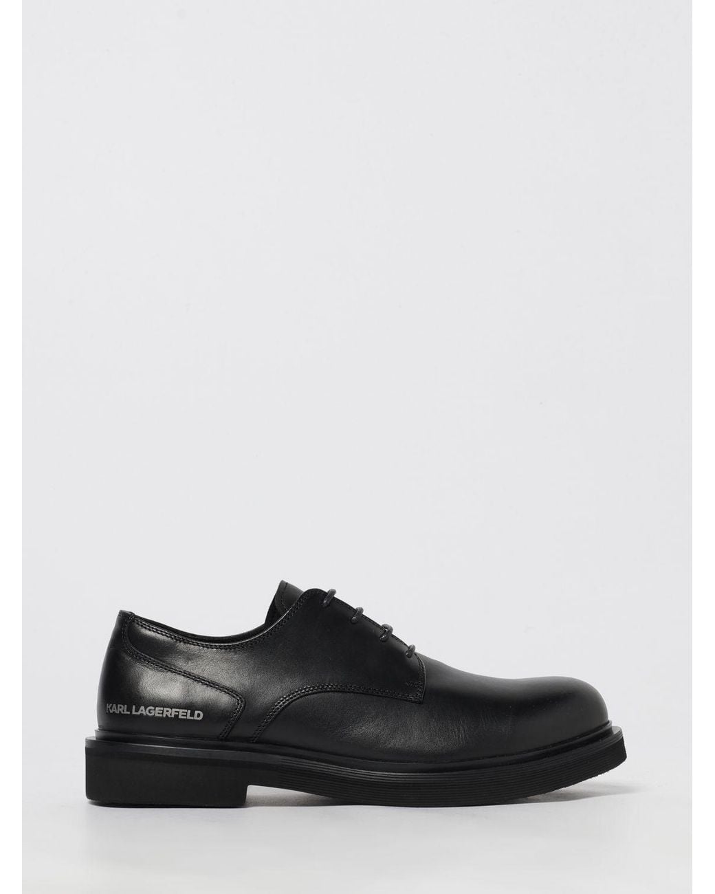 Karl Lagerfeld Black Leather Derby Shoes for men