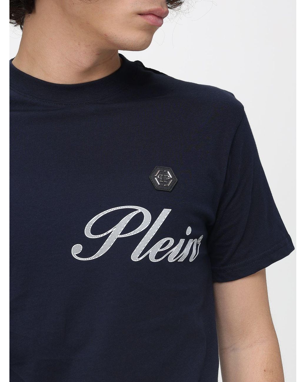 Philipp Plein Blue Cotton T-Shirt With Logo for men